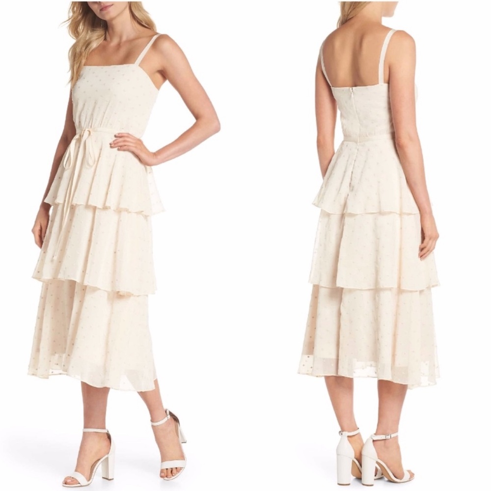 GAL MEETS GLAM Florence Embroidered Tiered Dress